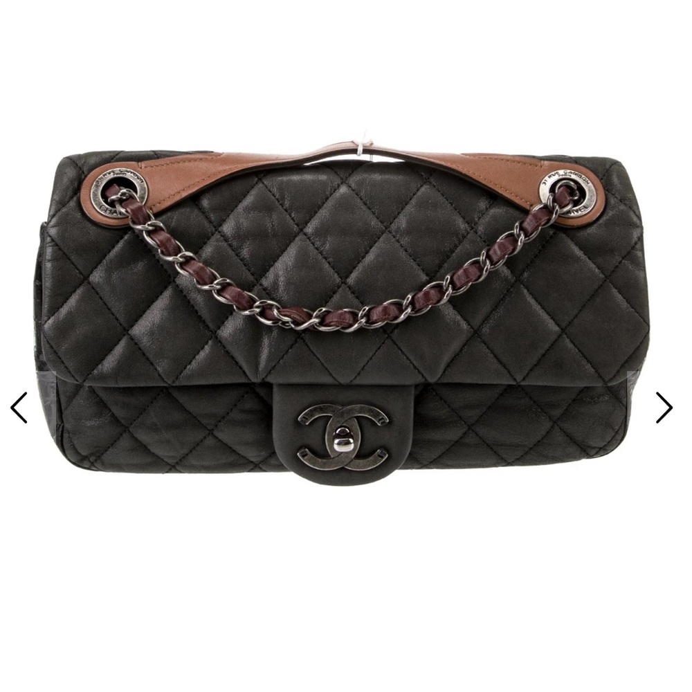 Chanel Iridescent Black Leather Flap Purse
